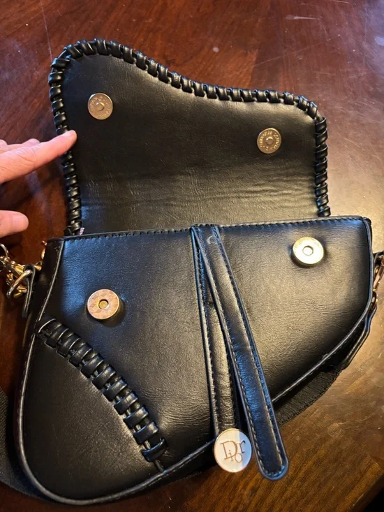 Upcycled Inspired Crossbody Saddle Bag - Picture 6 of 10